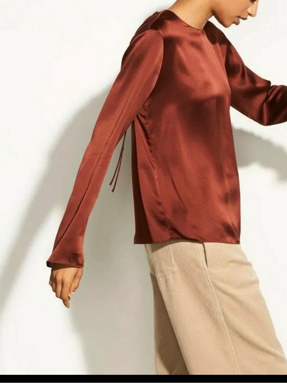 Vince silk tie back blouse in Jasper color